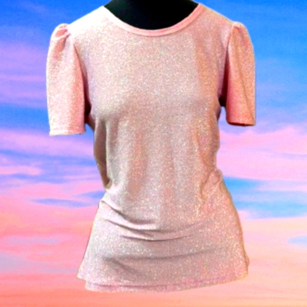 Vintage Pulse Sparkle Glitzy Party Pink Top Size Women's Small